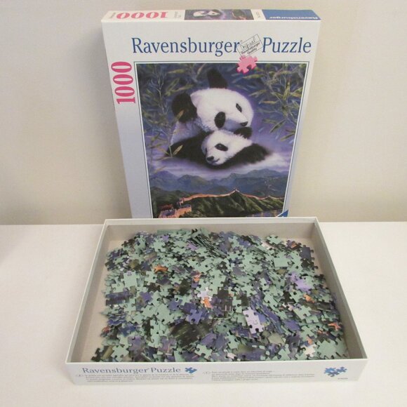 Vintage Ravensburger Puzzle 1000 pieces, Pandas with Great Wall of China - Picture 2 of 9